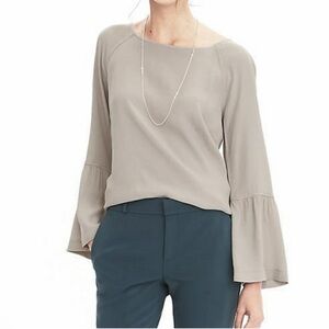 Banana Republic Kristen Bel Beige Blouse with Flared Sleeves